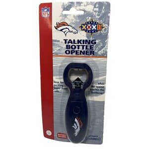Denver Broncos NFL Super Bowl 32 Talking Bottle Opener New Batteries Needed